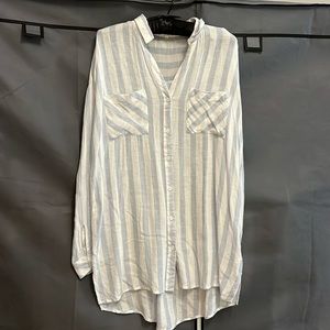 Thread & Supply white and blue striped button down blouse
